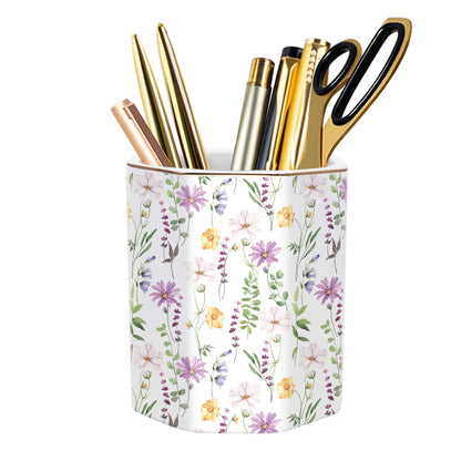 Ceramic Marble Pen Holder, Cute Stationery Holder for Office, Makeup Brush Holder for Girl Women, Colorful Green