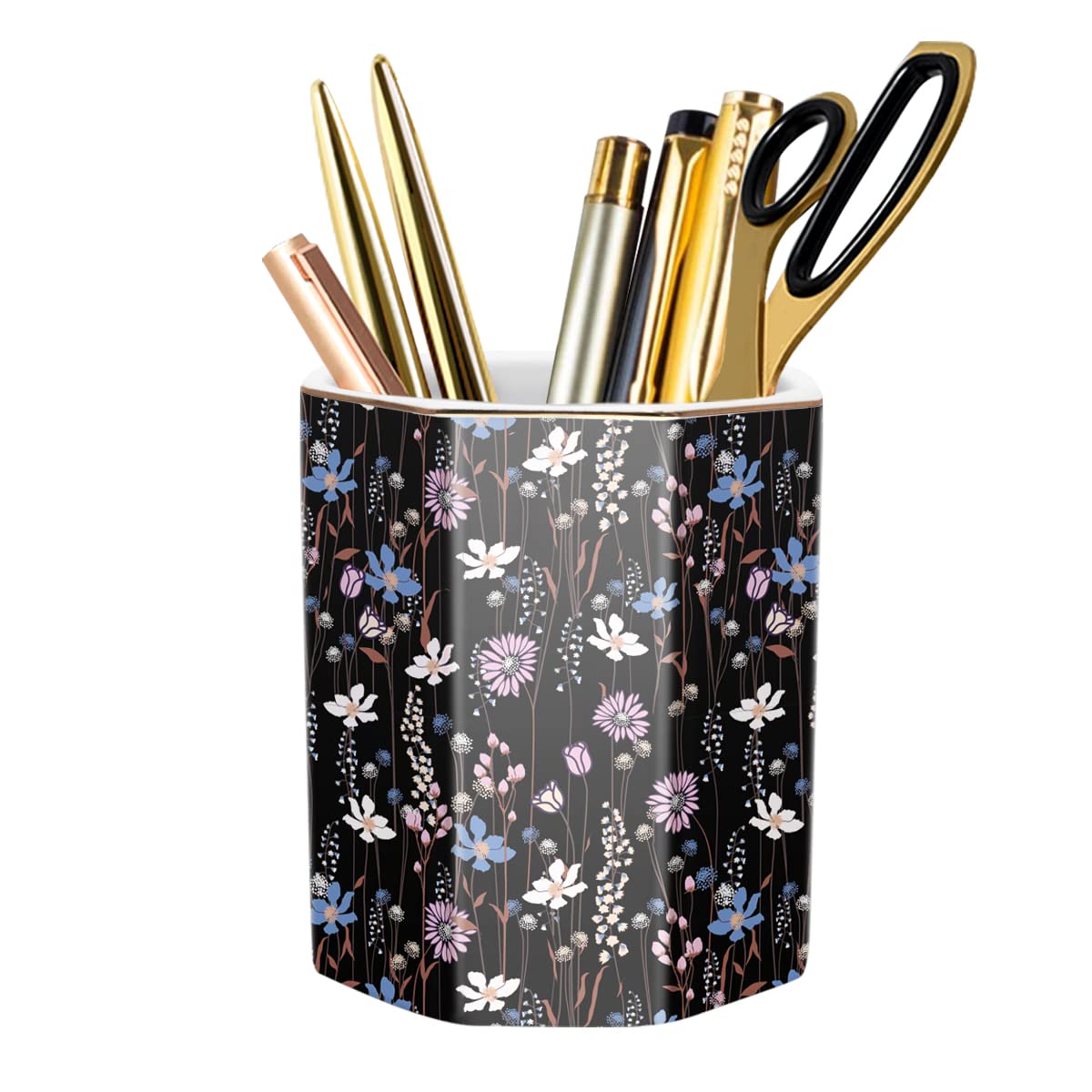 Ceramic Marble Pen Holder, Cute Stationery Holder for Office, Makeup Brush Holder for Girl Women, Colorful Green