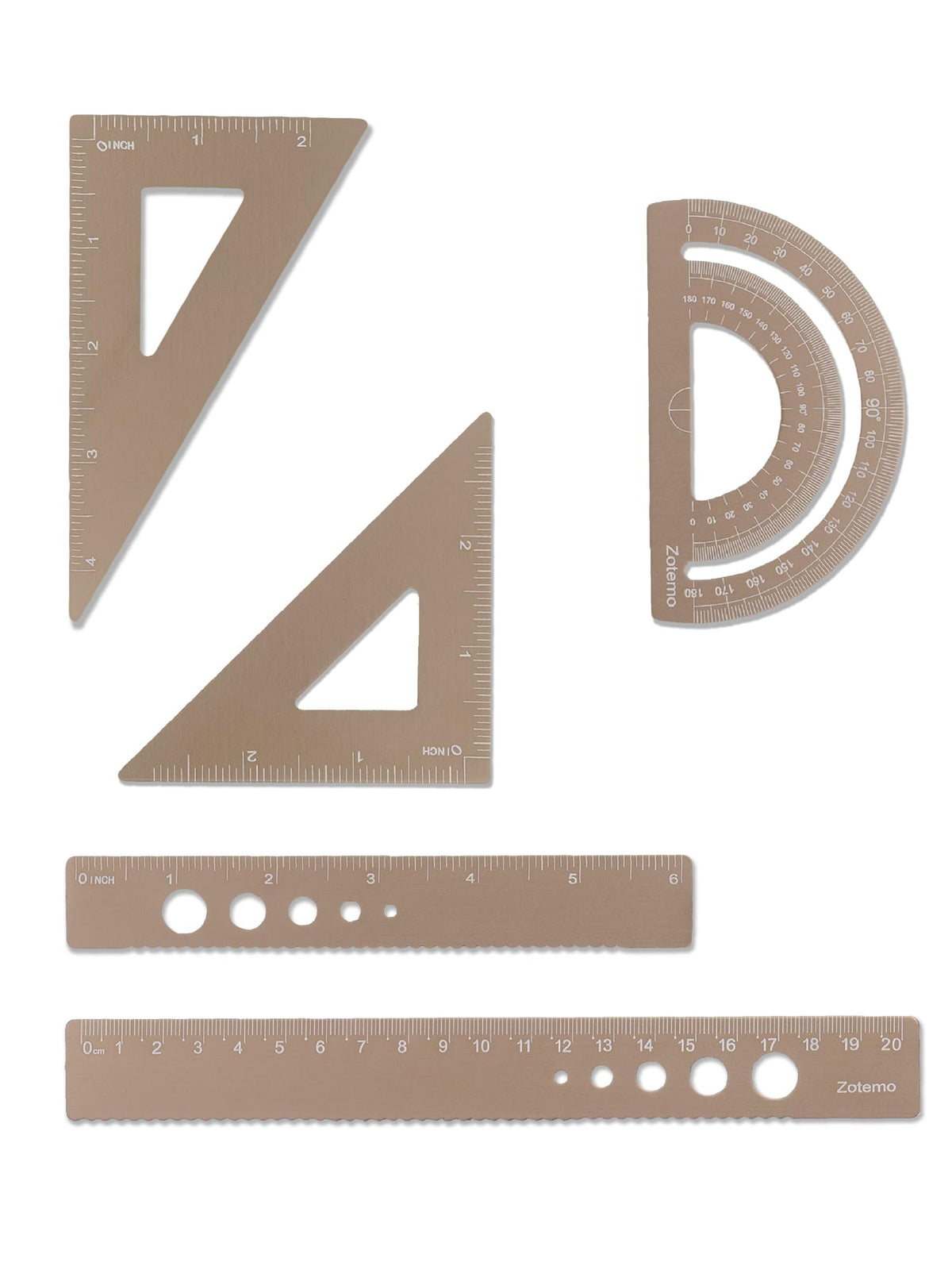 Metal Geometry Set, 5-piece Aluminum Ruler, Math Drafting Ruler Kit Includes Protractor, Triangle Rulers, Straight Rulers-Math Measurement Tools for School and Office Supplies (Black)
