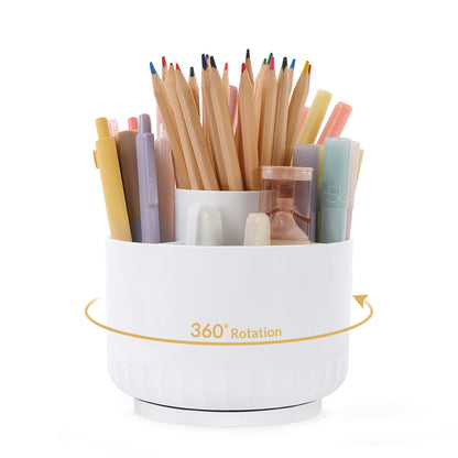 SKYDUE 360 Degree Rotating Pencil Pen Holder for Desk, Dual-Purpose Desk Organizer, Rotating Pencil Cup with 5 Slots, Office Supplies, Desk Decor for Office, School, Home