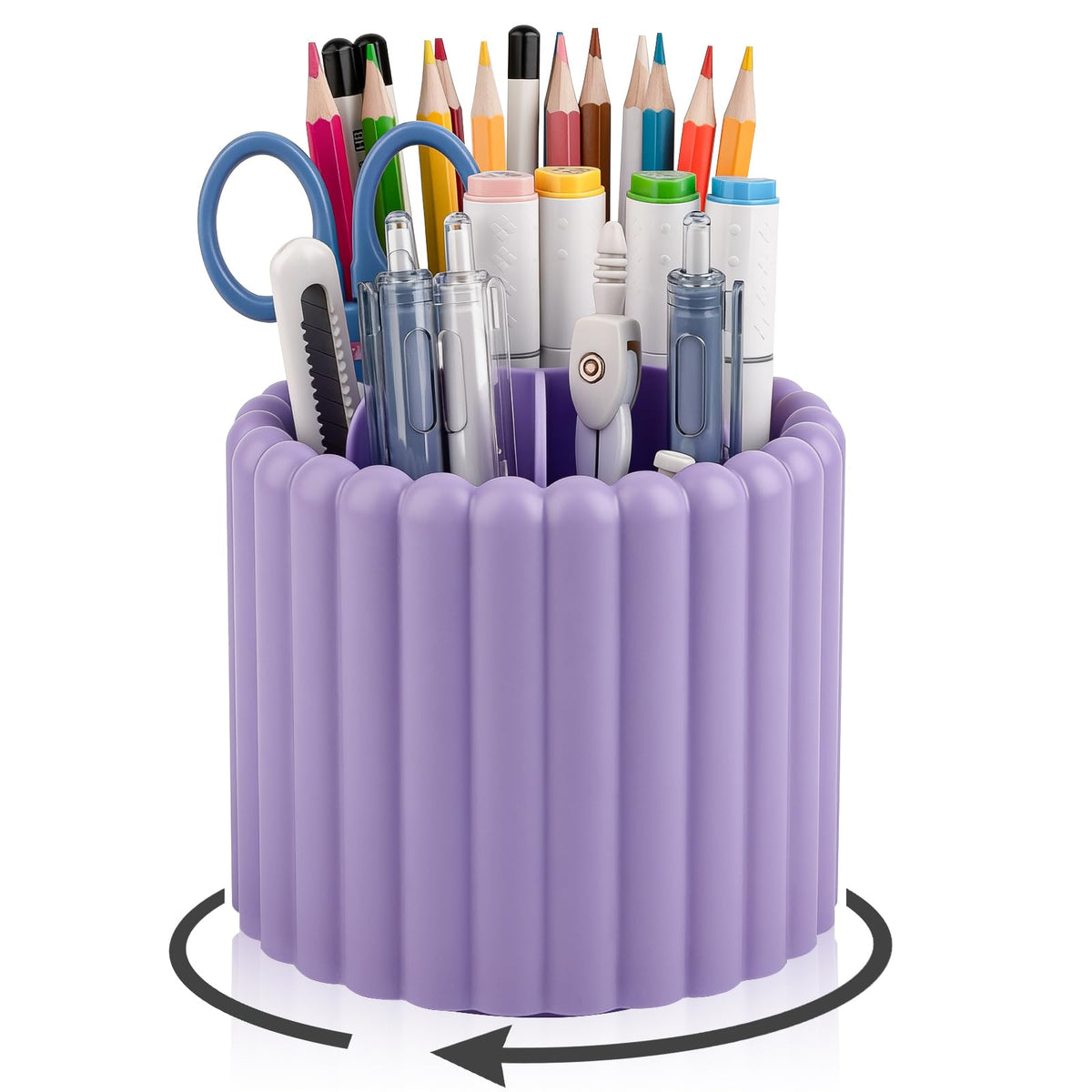 Anyoifax Rotating Pen Holder for Desk Removable Pencil Cup, Small White