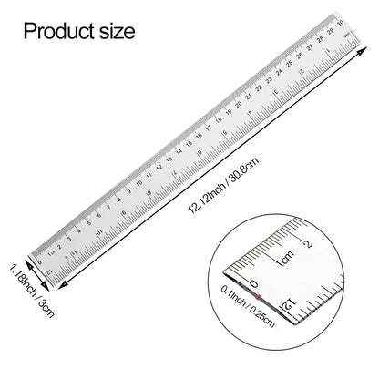 YouOKLight Plastic Ruler 30cm, Clear Ruler,Transparent Ruler 12 inch,Metric Ruler,Ruler 30cm for School,Transparent Straight rulers for Kids,and Office use,Drafting Tools,Measuring Tools,Pack of 2.