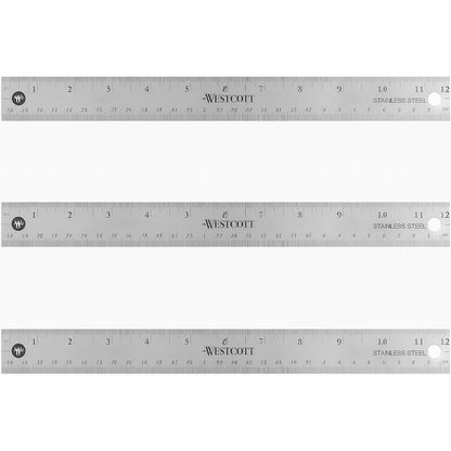 Westcott 10415 Stainless Metal Ruler with Non-Slip Cork Base, 12-Inch