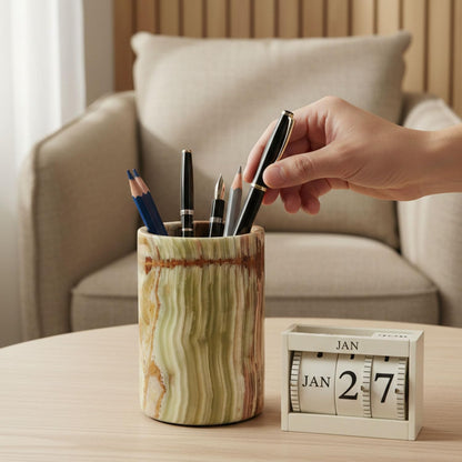 Radicaln Marble Pen Holder for Desk 4" - Pencil Holder & Makeup Brushes Cup