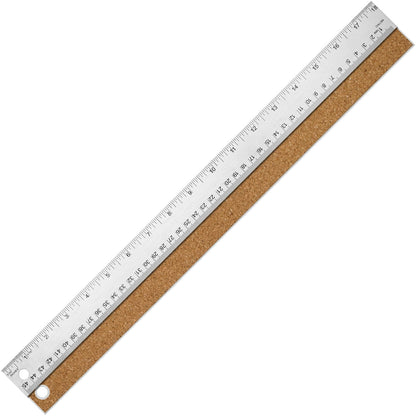 12+18 inch Metal Ruler with Cork Backing, Imperial & Metric Markings