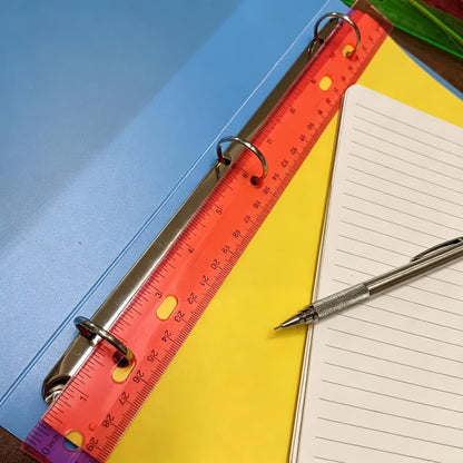 Rulers with Holes for Three-Ring Binders for School Supplies, Flexible Ruler 12 Inch for Classroom, Matrix Ruler Clear 6 Pack