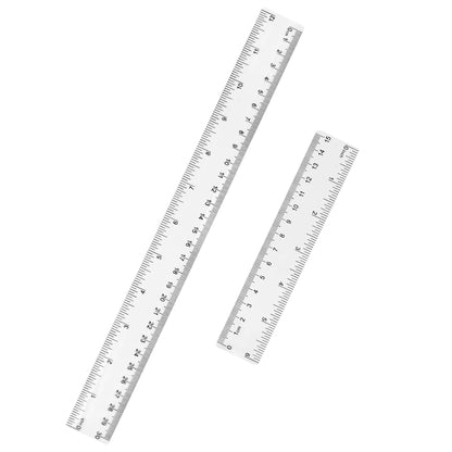 Unjoo Clear Plastic Ruler 6 Inch Straight Rulers, for School, Office, 2pcs