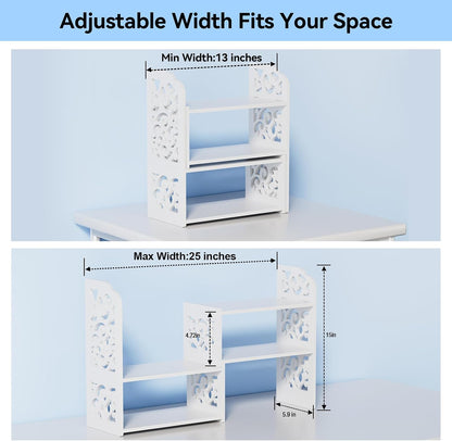 YGYQZ Adjustable Desktop Shelf Organizer, 3-Tier Desk Shelf, White Pattern