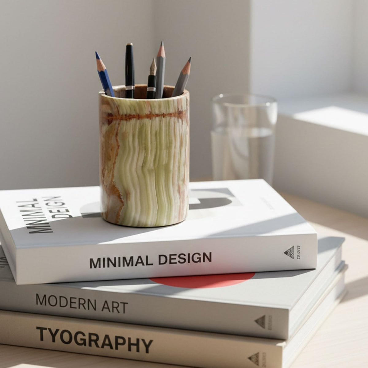 Radicaln Marble Pen Holder for Desk 4" - Pencil Holder & Makeup Brushes Cup