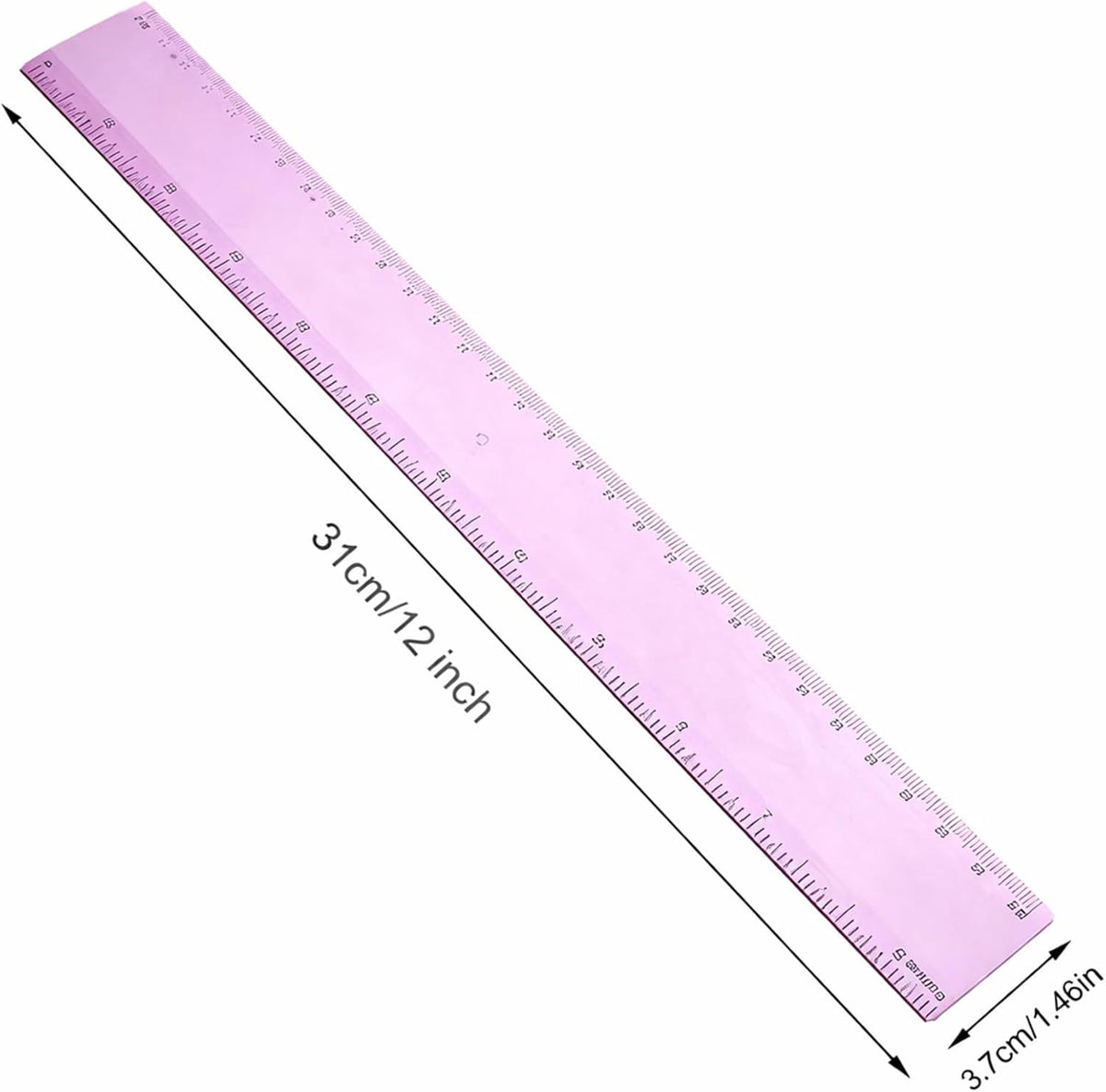EBOOT 2 Pack Plastic Ruler Straight Clear Measuring Tool, Pink, 12 Inch