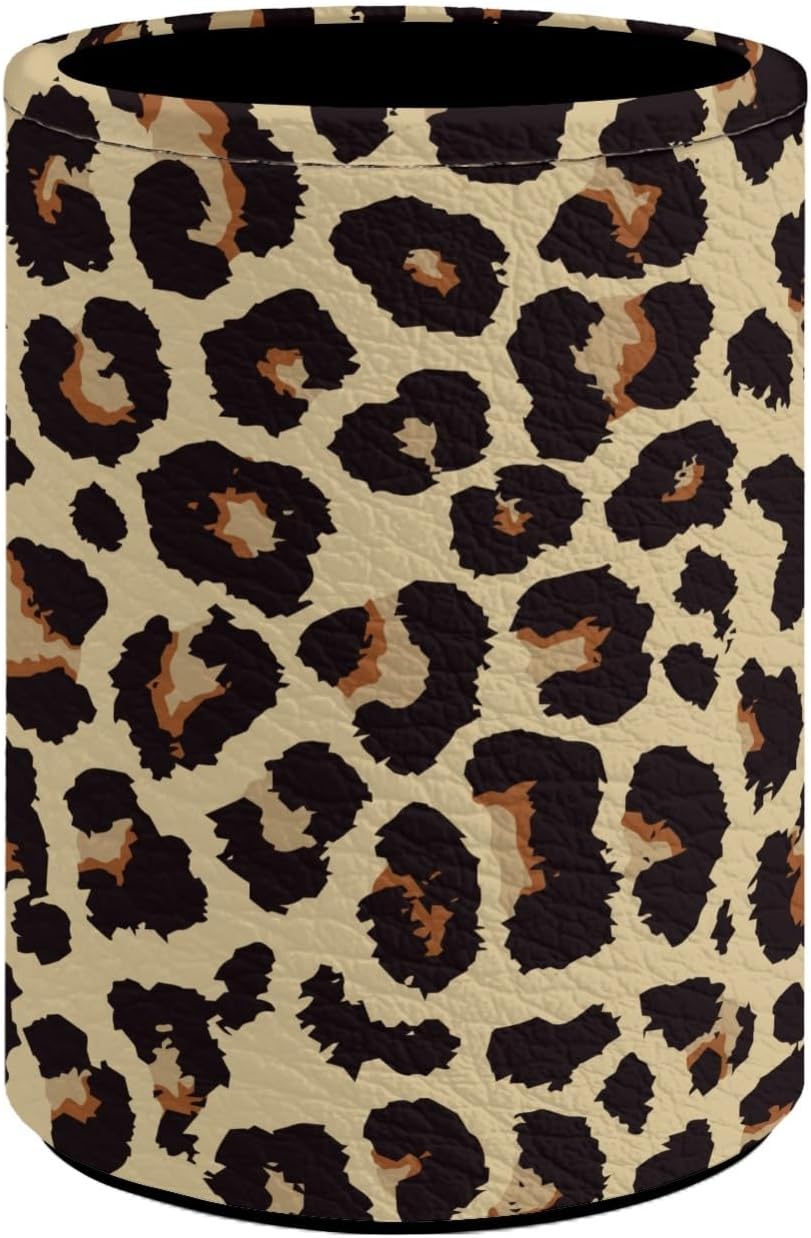 Leopard Print Pen Holder Pencil Cup for Desk Organizer