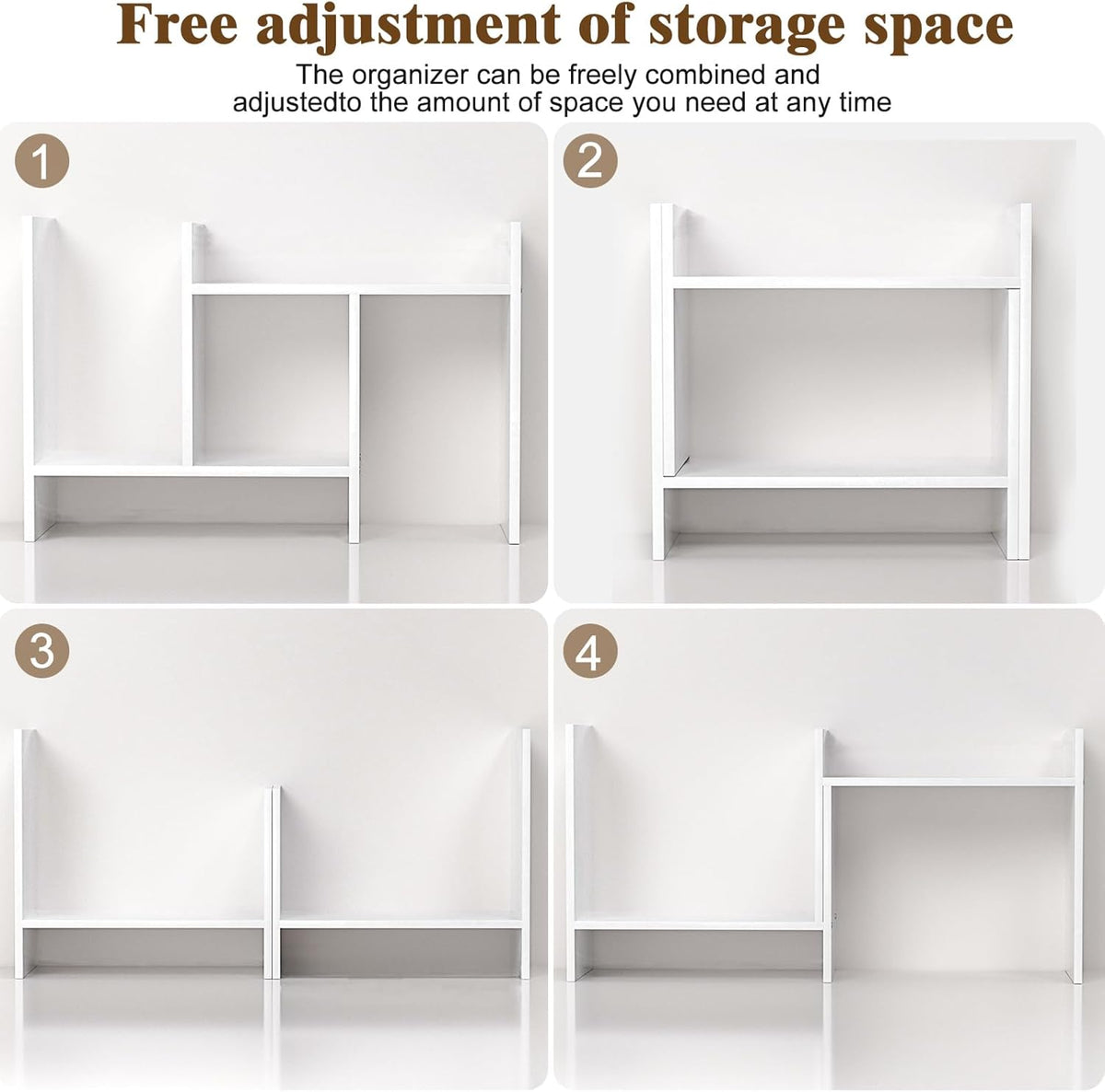 Desk Shelves Wood Desktop Orgnizer Shelf. Office Organization for Top of Desk Organizers and Accessories Bookshelf Shelving,Adjustable Tier H-Shape Mini Bookcase(White)