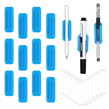 12 Pack Silicone Pen Holder/Pencil for Desk with 12 Extra Adhesive Stickers