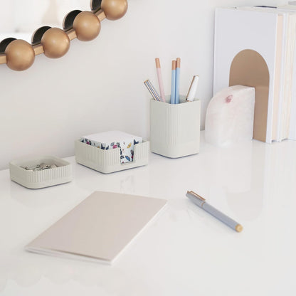 Aesthetic Desk Organizer Set of 3 - Sturdy Concrete Office Accessories