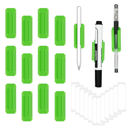12 Pack Silicone Pen Holder/Pencil for Desk with 12 Extra Adhesive Stickers