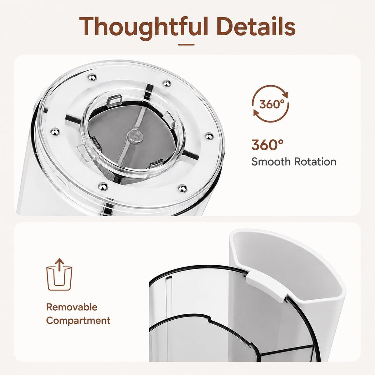 360° Rotating Pen Holder for Desk Adjustable Pencil Organizer, Gray-White