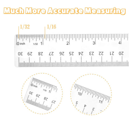 Plastic Ruler, 12 Inch Clear Plastic Ruler, Centimeter, Millimeter and Inches, Pack of 2