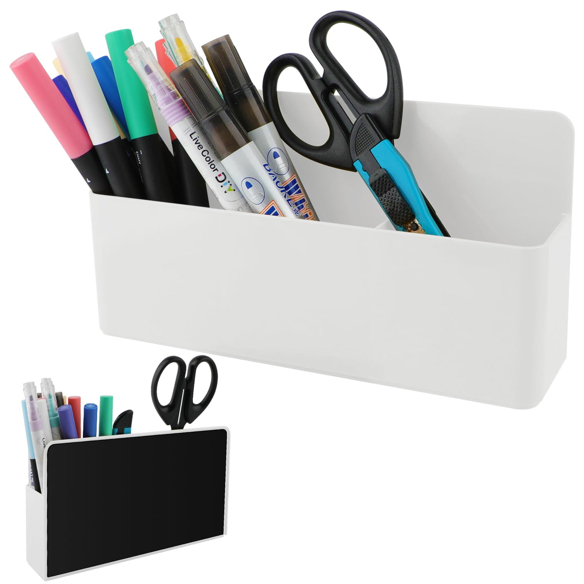 KITANIS Magnetic Pen Holder,2 Pack Magnetic Dry Erase Marker Holder with Generous Compartments,Strong Magnet Storage Marker Pen Pencil Organizer for Refrigerator,Whiteboard,Locker Accessories