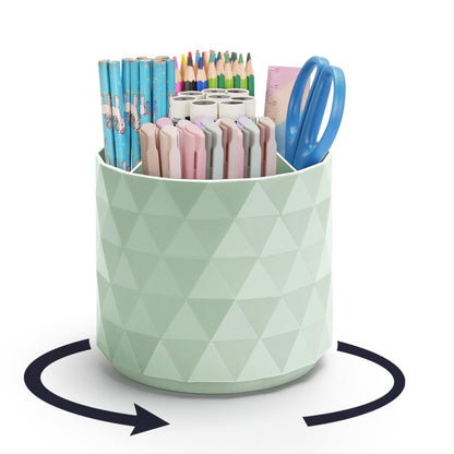 minimaliving Desk Organizer,Sparkling Diamond-like Pen Holder for Desk 360°Rotating Office Accessories,Pencil Cup with 5 Compartments Storage Box Caddy for Office,School,Home,Art Supply(White)