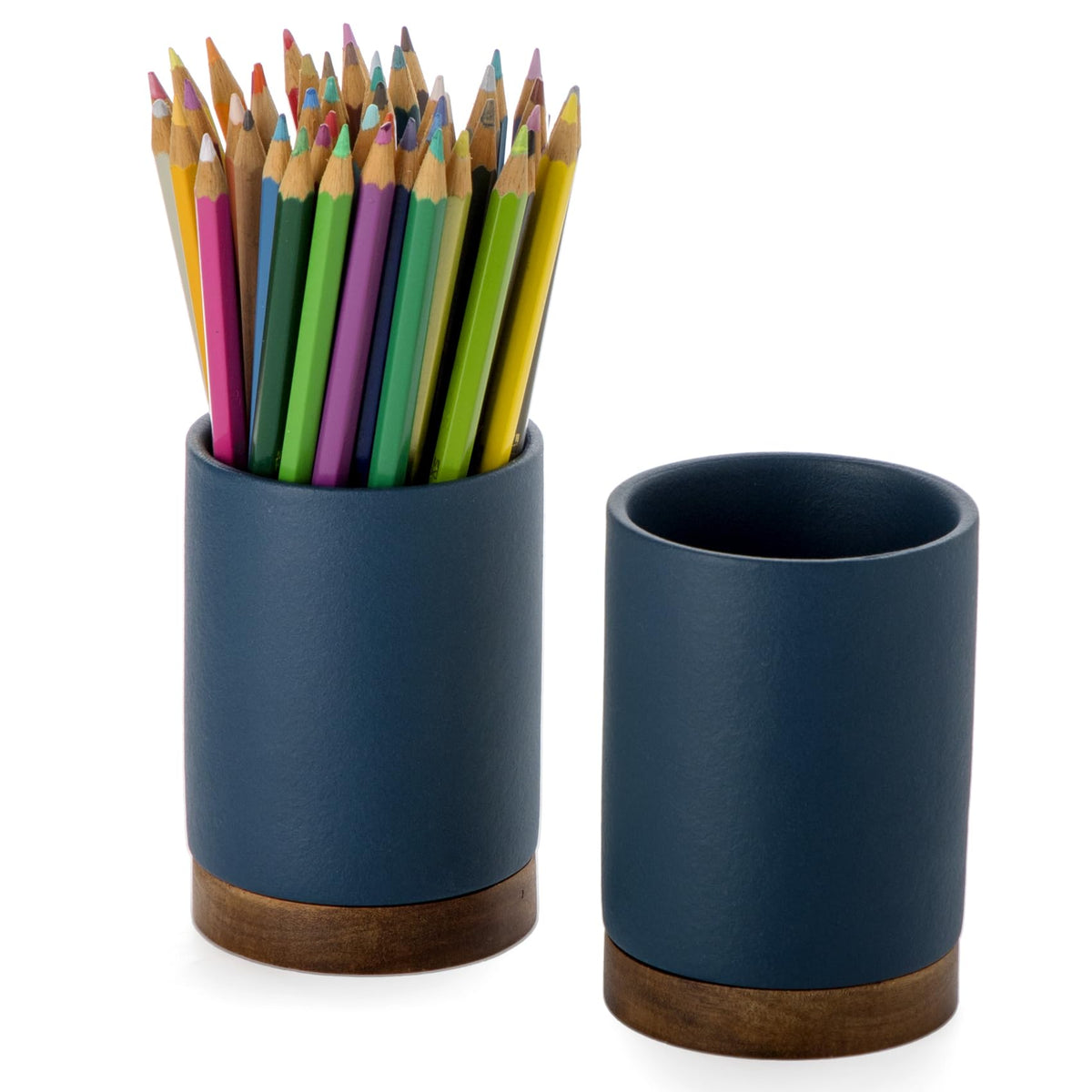Ceramic Pen Holder for Desk, Pencil Cup, (White,Set / 1)