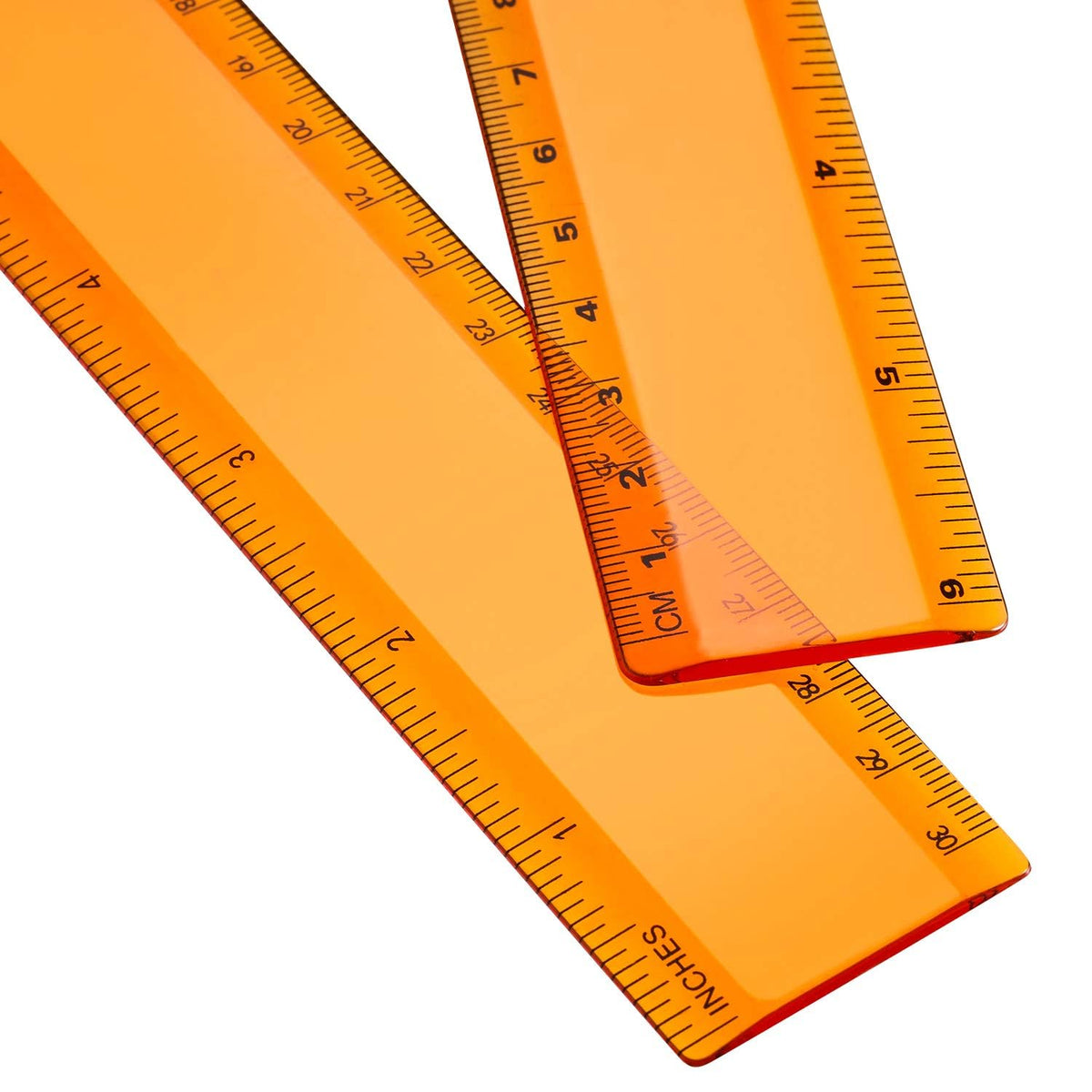 EBOOT 2 Pack Plastic Ruler Straight Clear Measuring Tool, Pink, 12 Inch