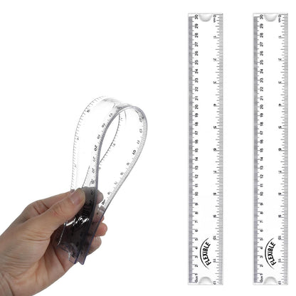 Grevosea 2 PCS Flexible Ruler 12 Inch Bendable Clear Plastic Ruler