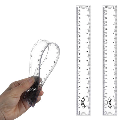Grevosea 2 PCS Flexible Ruler 12 Inch Bendable Clear Plastic Ruler
