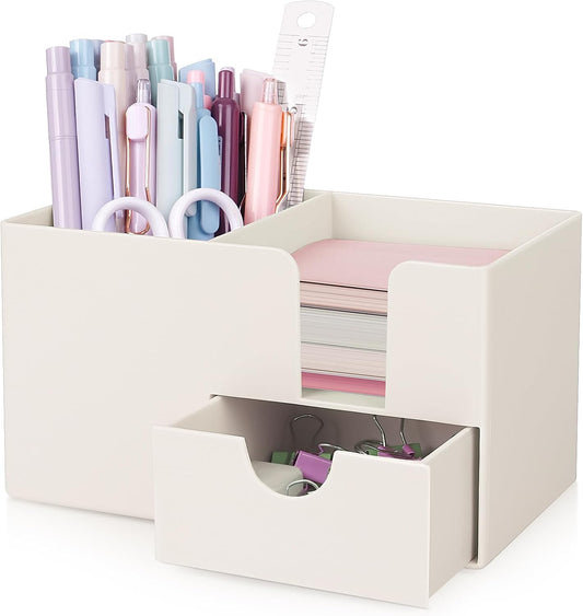 SKYDUE Small Desk Organizer with Sticky Notes Holder,Pen Holder for Desk
