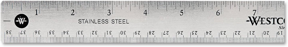 Westcott 10416 15" Stainless Steel Office Ruler with Non Slip Cork Base