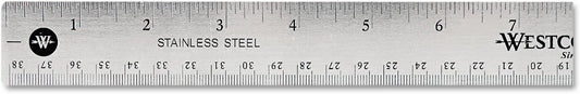 Westcott 10416 15" Stainless Steel Office Ruler with Non Slip Cork Base