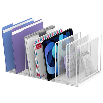 File Organizer for Desk, 5-Section Vertical File Sorter, Paper Holder Organizer Standing Metal File Folder for Office Home Classroom, Black