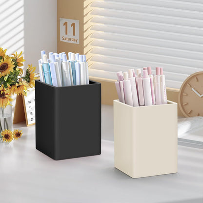 Pen Holder for Desk,Nordic Elegance Square Silicone Pencil Holder Soft Minimalist Desk Pen Cup Stand Waterproof Multifunctional Office Supplies for Home,Kids and School(Black)