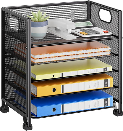 Simple Trending 5-Tier Paper Tray Organizer, File Organizer for Desk, Black