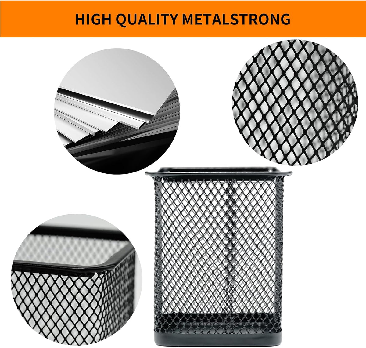 HSYMQ Pen Holder for Desk, Wire Mesh Pencil Cup Holder for Desk Organizer for Office Supplies