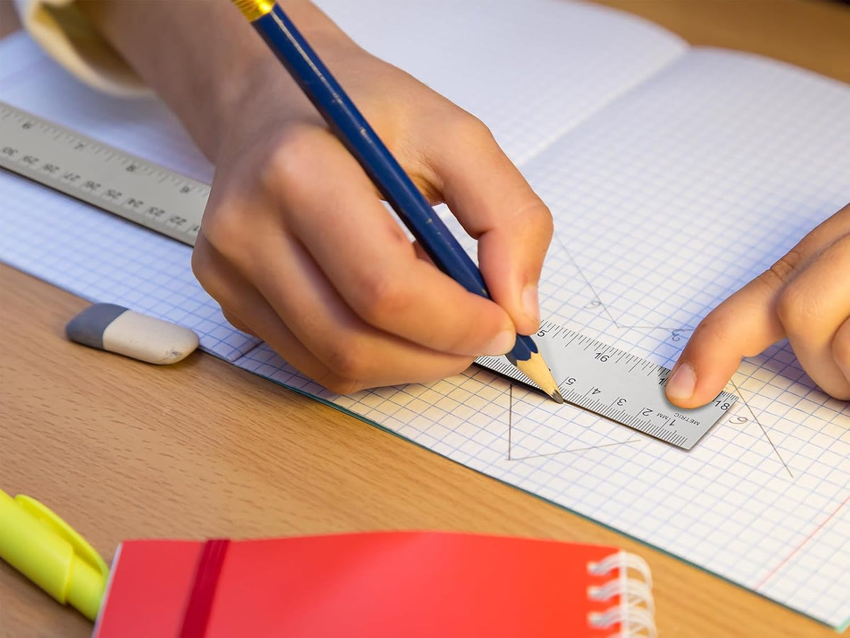 12+18 inch Metal Ruler with Cork Backing, Imperial & Metric Markings