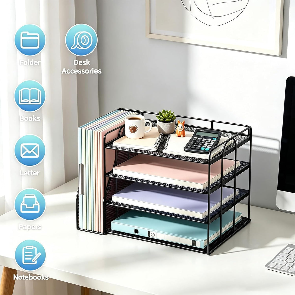 gianotter 4-Tier Paper Organizer With Magazine Holder