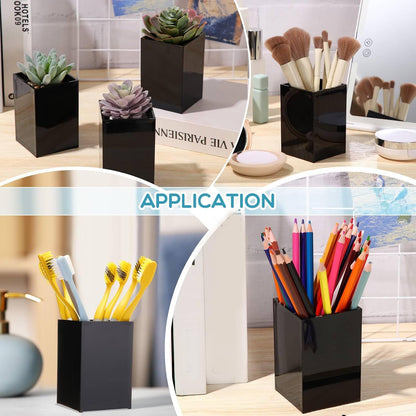 Crtiin 20 Pcs Acrylic Pen Holder Pencil Cup Desk Organizer, Black