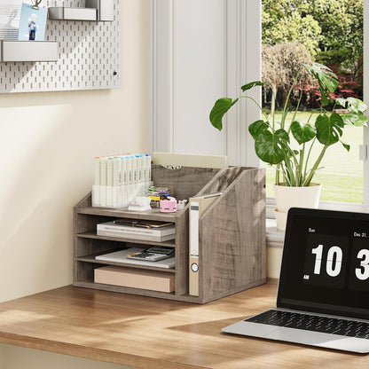 CHOEZON Wooden Desk Organizer with Adjustable Partitions