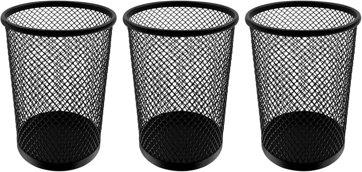 HSYMQ Desk Pencil Pen Holder, Wire Mesh Pen Cup Holder for Desk Organizer and Office Desk Accessories (3 Pack)
