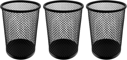 HSYMQ Desk Pencil Pen Holder, Wire Mesh Pen Cup Holder for Desk Organizer and Office Desk Accessories (3 Pack)