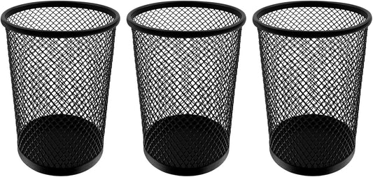 HSYMQ Desk Pencil Pen Holder, Wire Mesh Pen Cup Holder for Desk Organizer and Office Desk Accessories (3 Pack)