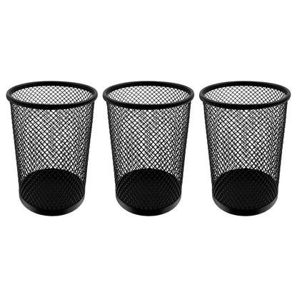 HSYMQ Desk Pencil Pen Holder, Wire Mesh Pen Cup Holder for Desk Organizer and Office Desk Accessories (3 Pack)