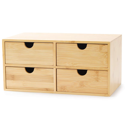 Bamboo Desk Organizer with Drawers, 3-Drawer Desktop Storage Box