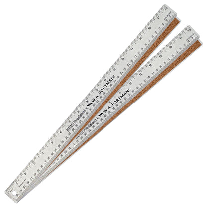 WA Portman Metal Ruler 12'', Metric Edge Corkback Stainless Steel Ruler