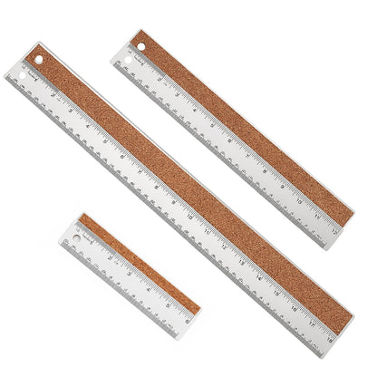 Metal Ruler 6+12 Inch Stainless Steel Ruler with Cork Backing