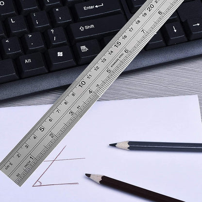 YouOKLight Stainless Steel Ruler 2-Pack, 12 Inch & 30 cm Metal Ruler Dual Scale, Flexible Yet Durable Metric and Imperial for Drawing, Engineering, Sewing, School, Office – Silver