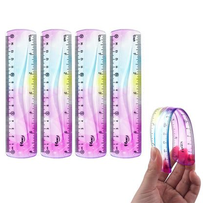 2 PCS 12 Inch Flexible Ruler, Bendable Plastic Ruler, Soft Bendable Gradient Colour Rulers with Centimeters and Inches for Student School Classroom Office Supplies