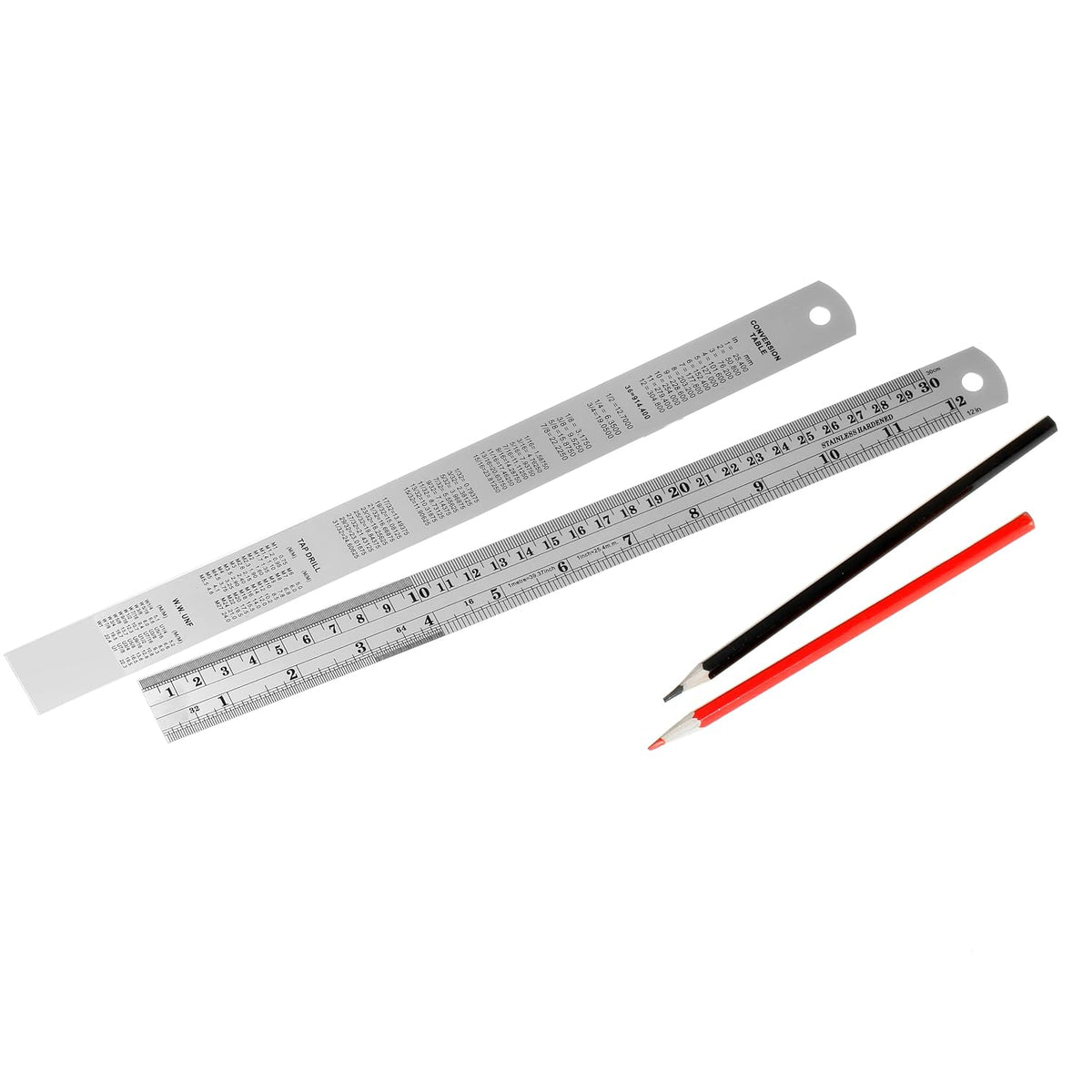 3PCS 12 Inch Metal Ruler,Stainless Steel Rulers with Inch and Metric Graduations ，Suitable for Engineering Drawings and Offices Family