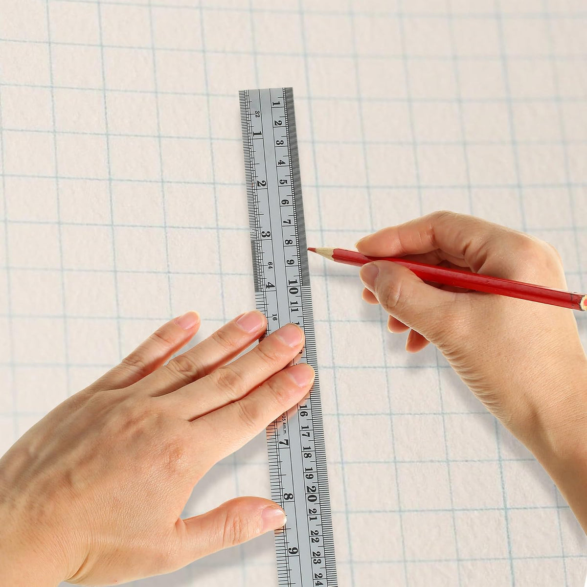 3PCS 12 Inch Metal Ruler,Stainless Steel Rulers with Inch and Metric Graduations ，Suitable for Engineering Drawings and Offices Family