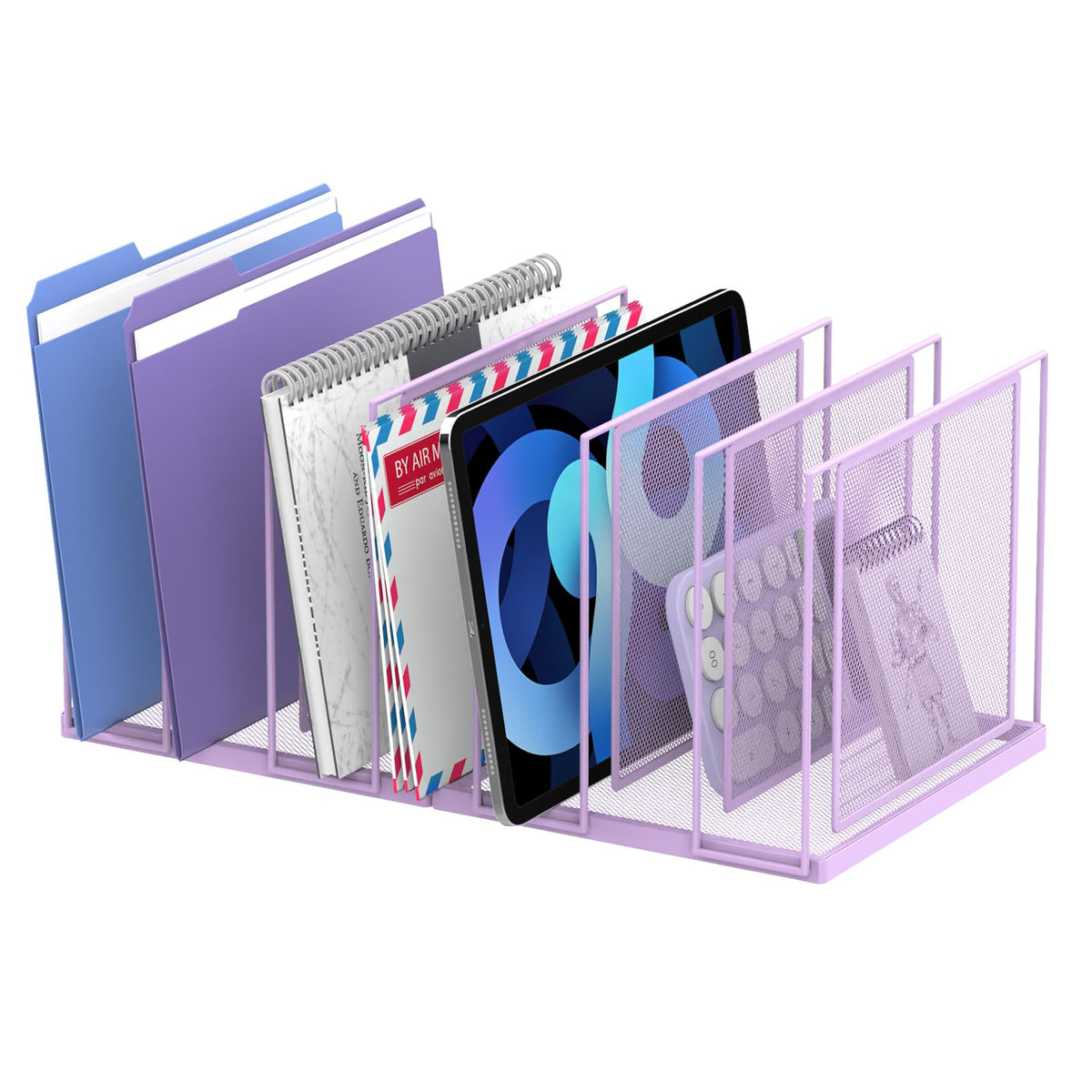 File Organizer for Desk, 5-Section Vertical File Sorter, Paper Holder Organizer Standing Metal File Folder for Office Home Classroom, Black